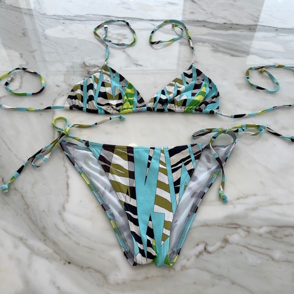 EMILIO PUCCI BLUE MULTI BIKINI SIZE IT 44 / US 10 - Picture 5 of 16